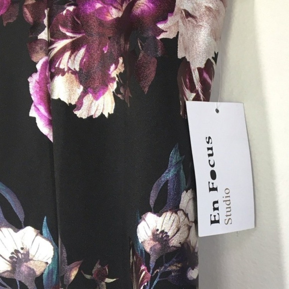 EnFocus Studio Floral Cold Shoulder Sheath Dress 20W‎ Black Purple - Picture 4 of 7